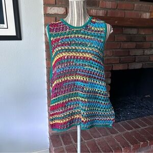 NWT ZARA Crochet Knit Tank Top Beach Cover Up Multicolor Sz L/XL